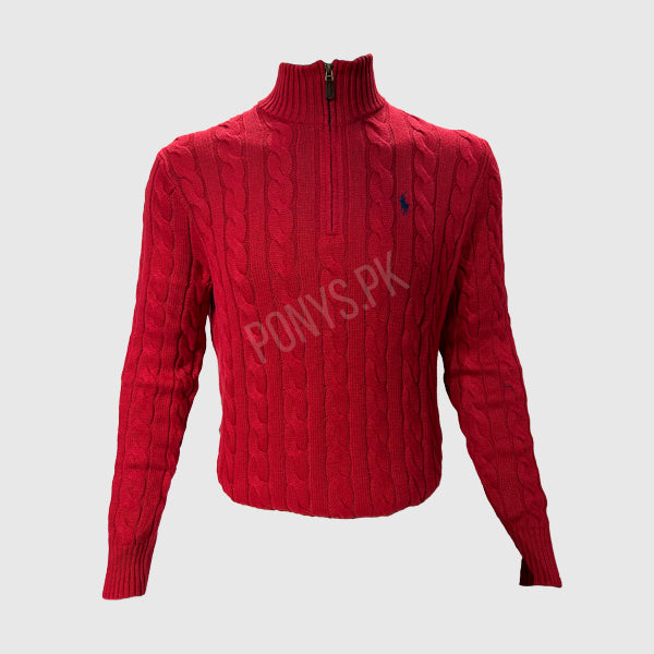 Men L S Cable Knit Half Zipper Sweater Ralph Lauren Ponys Clothing