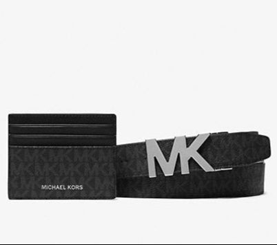 MK Signature Logo Card Holder and Belt Gift Set