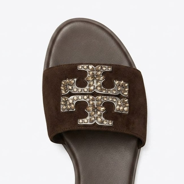 Everly Embellished Slide - Dark Cocoa