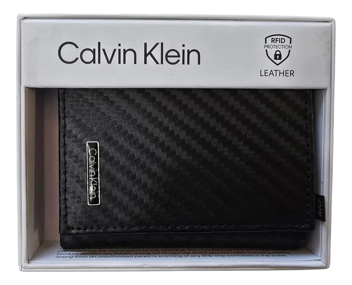 CK Black Leather Trifold Wallet