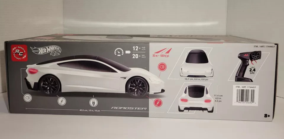 Hot Wheels Tesla Roadster Remote Control RC White