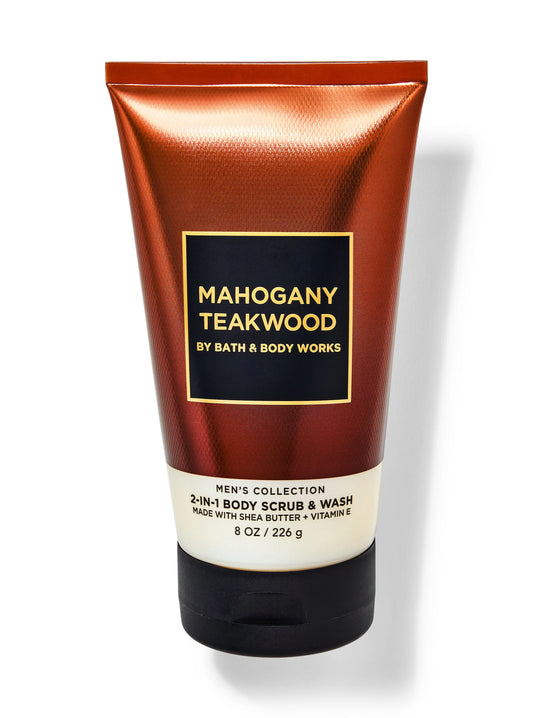 Mens Mahogany Teakwood  2-in-1 Body Scrub & Wash