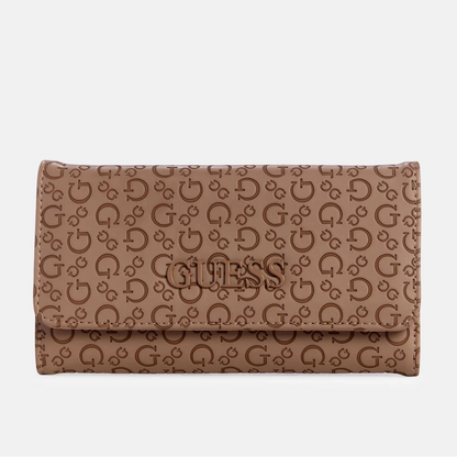 Ladies debossed logo slim clutch wallet