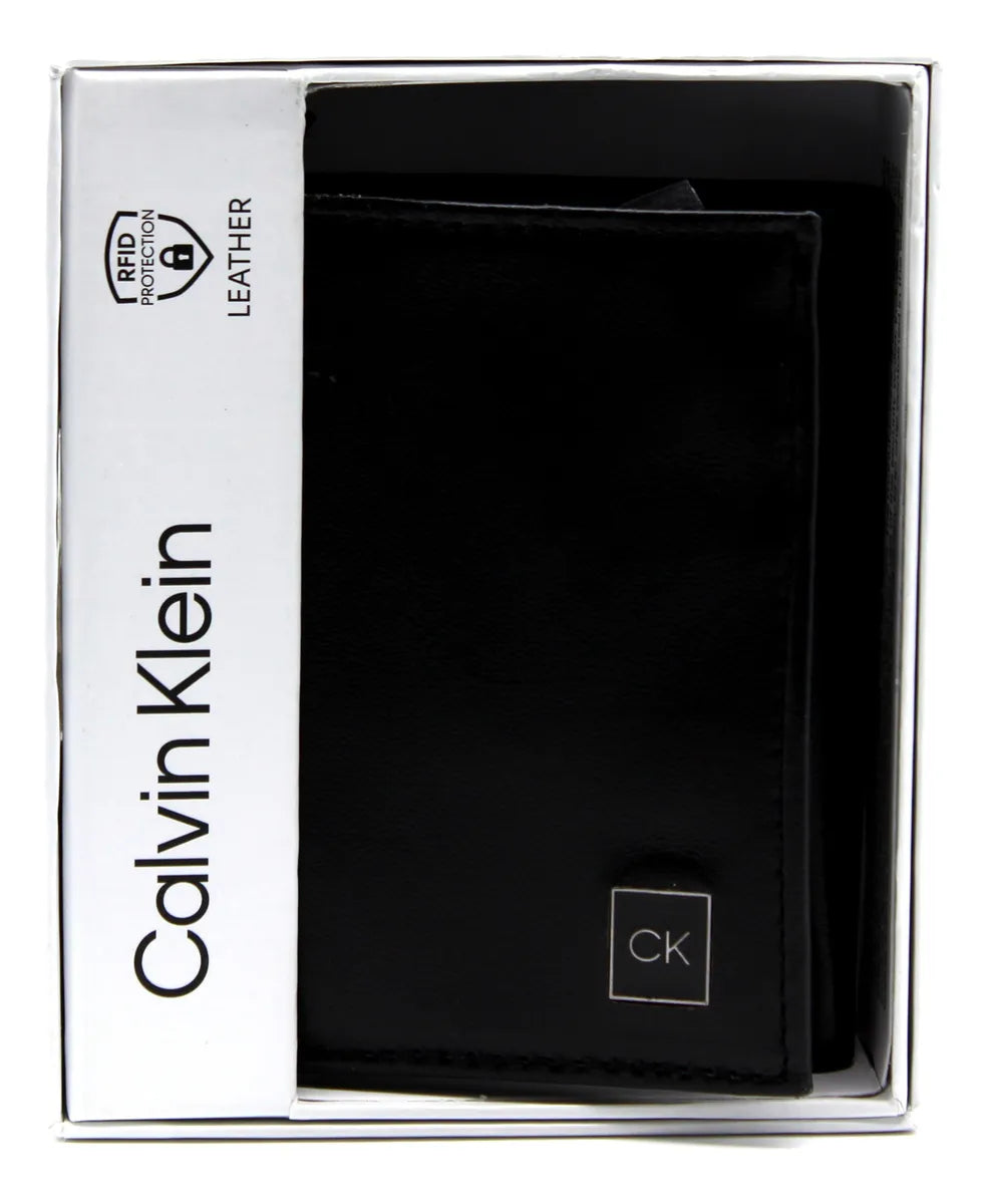 CK Black Leather Trifold Wallet