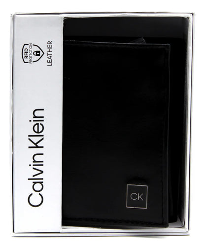 CK Black Leather Trifold Wallet