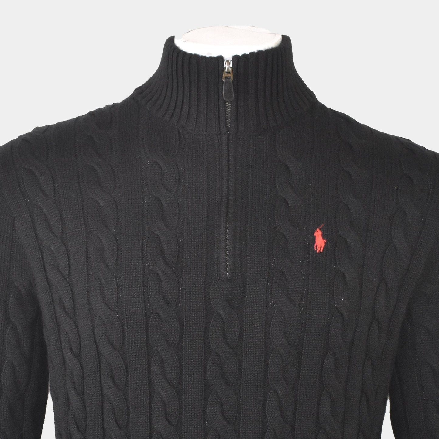 Rl Cable Knit Half Zipper