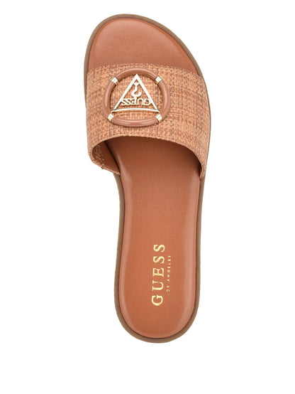 Women magnify woven beach slides