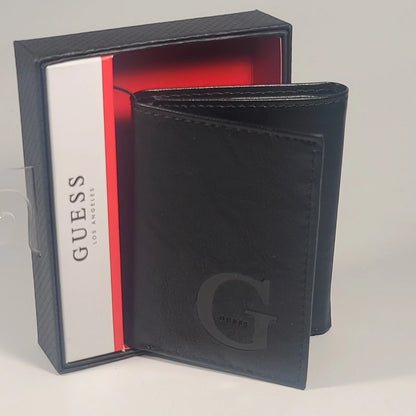Guess Men's Trifold Black Genuine Leather Wallet