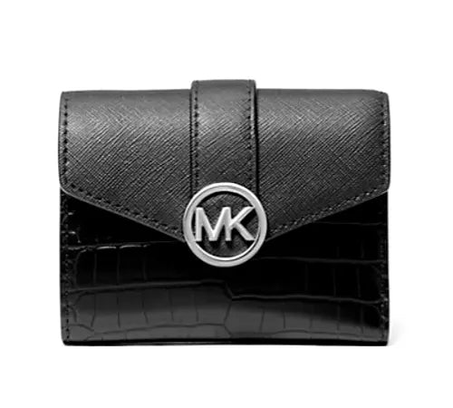 Ladies Carmen Flap Croc Wallet   Black