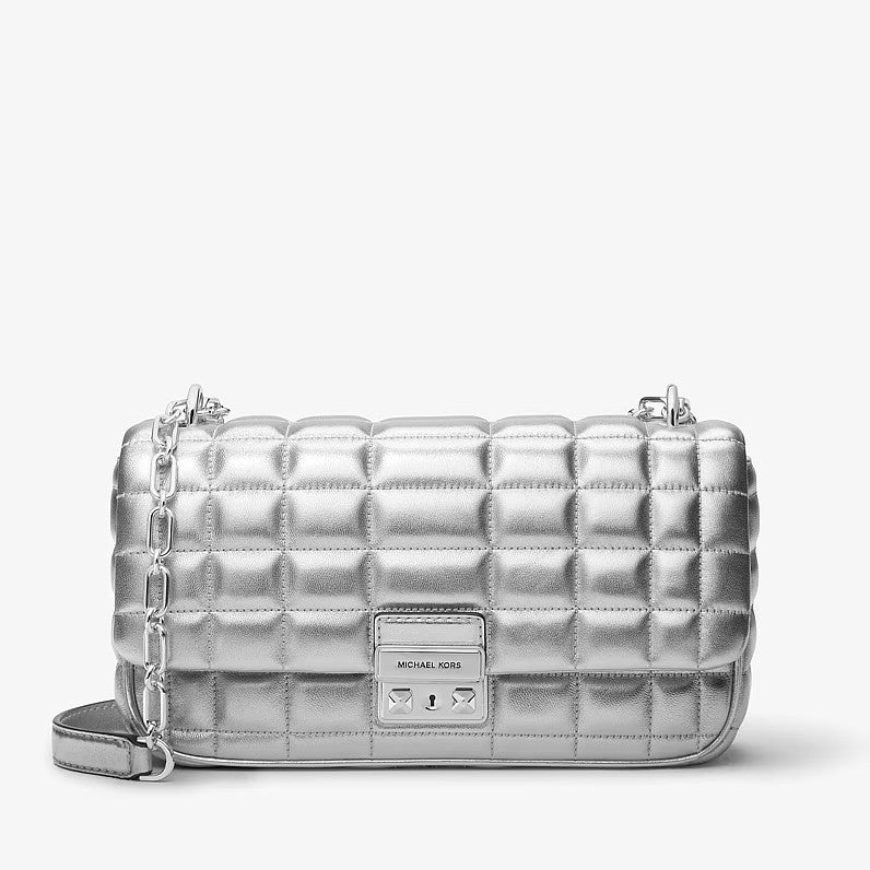 Tribeca Large Metallic Quilted Leather Shoulder Bag